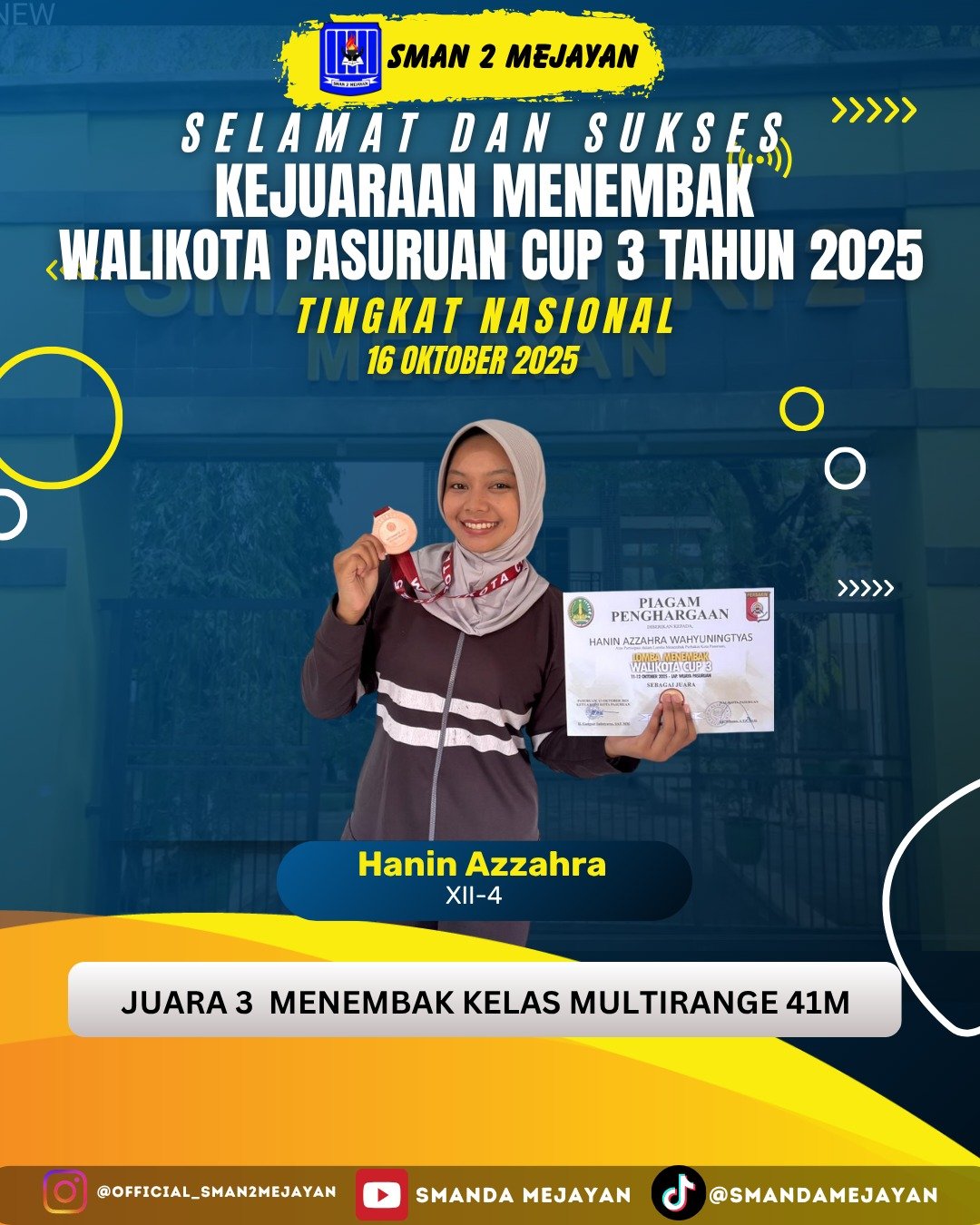 Juara 3 Menembak Kelas Multirange 41 Meter Tingkat Nasional